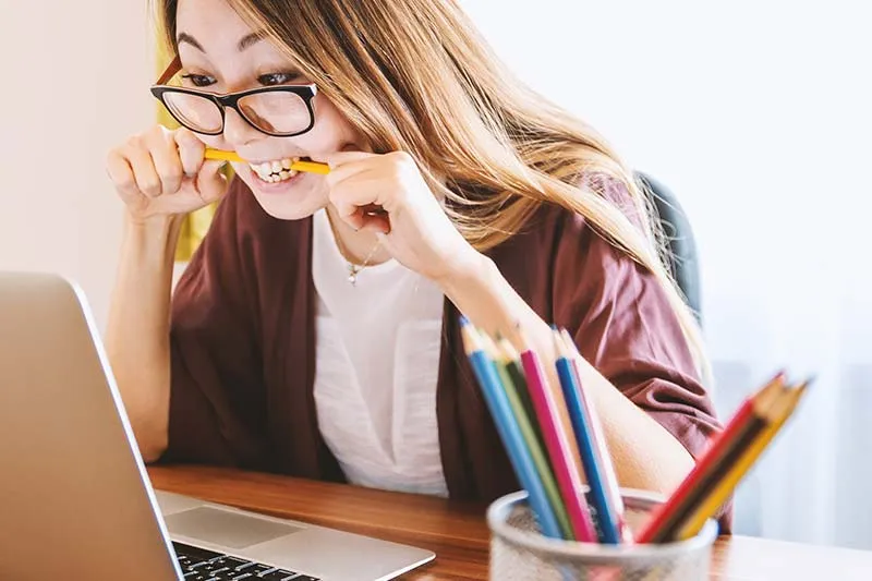 woman working with learning management system