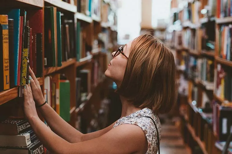 woman searching for new training material