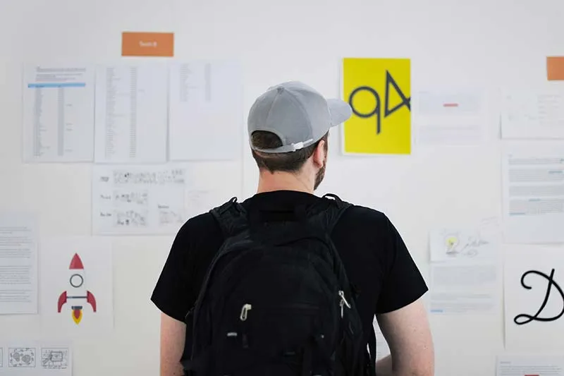 man learning new training material