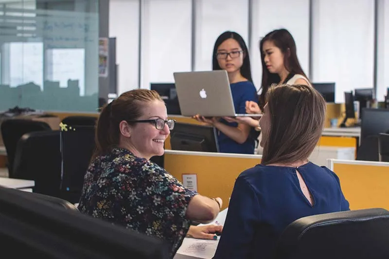 learning and development team working in an office