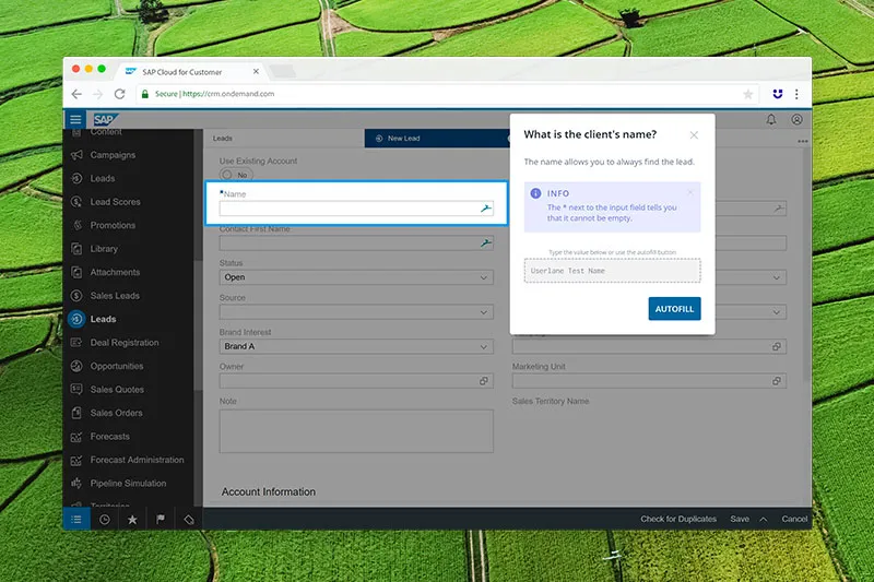 Screenshot of Userlane the Electronic PErformance Support System