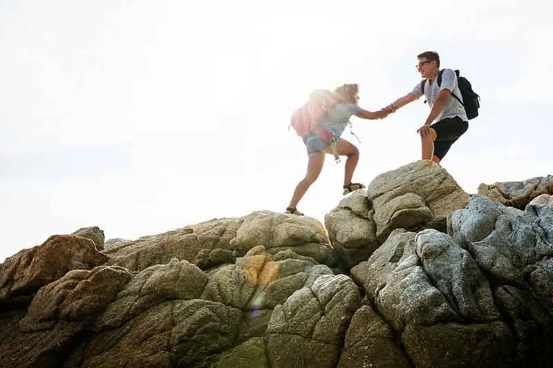 A couple hiking