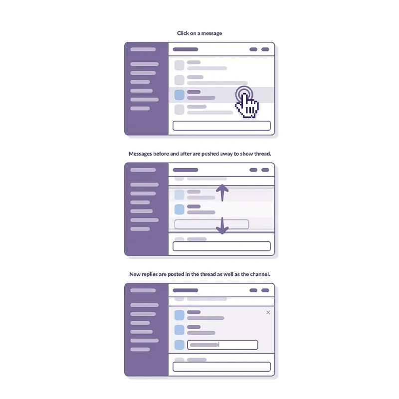 wireframe images of project management tool slack