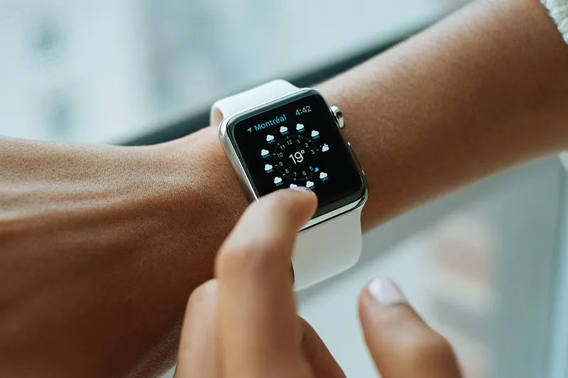 person using a smart watch