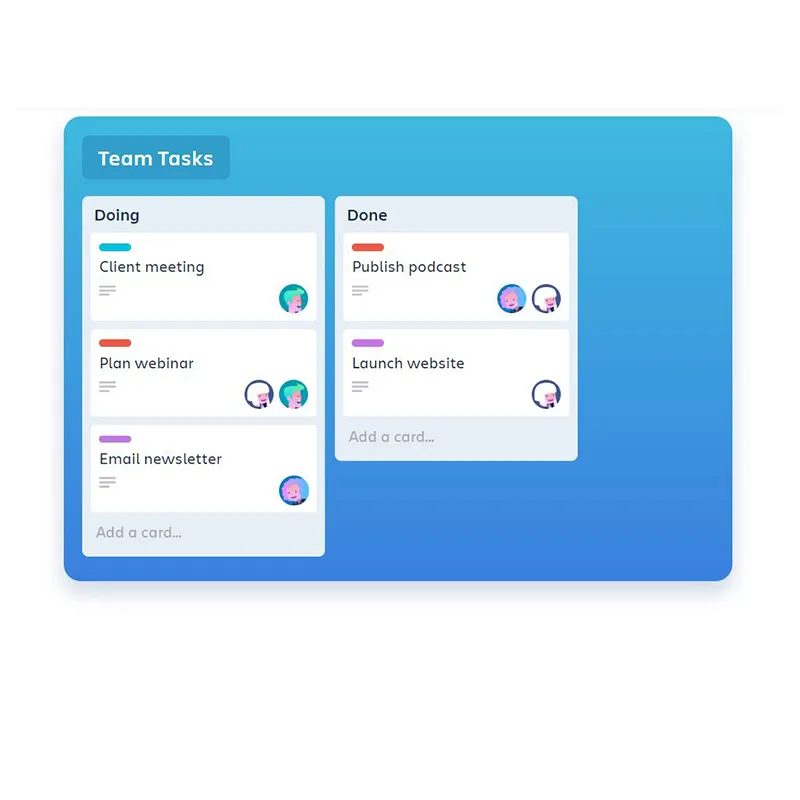 image showing task board of project management tool trello