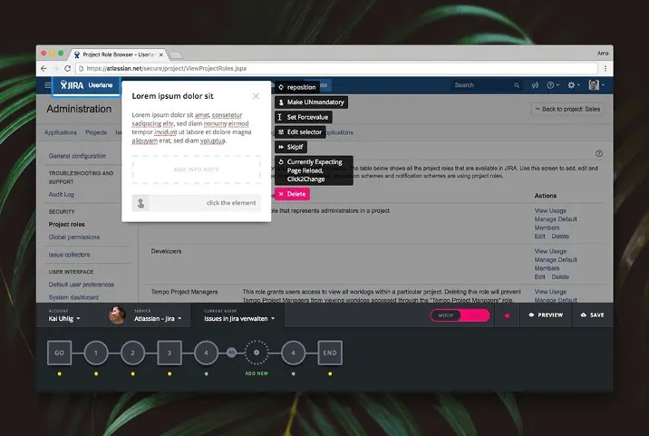 Userlane on Jira dashboard image for interview on Siftery