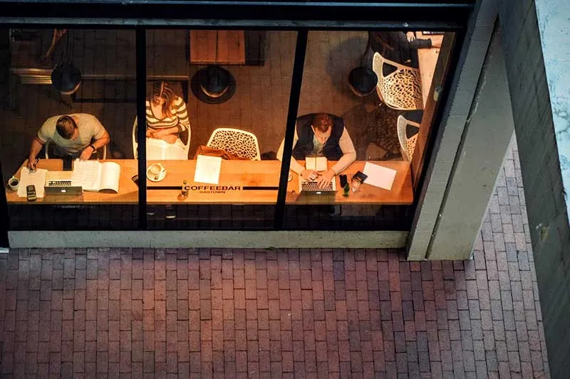 people studying in a coffee shop