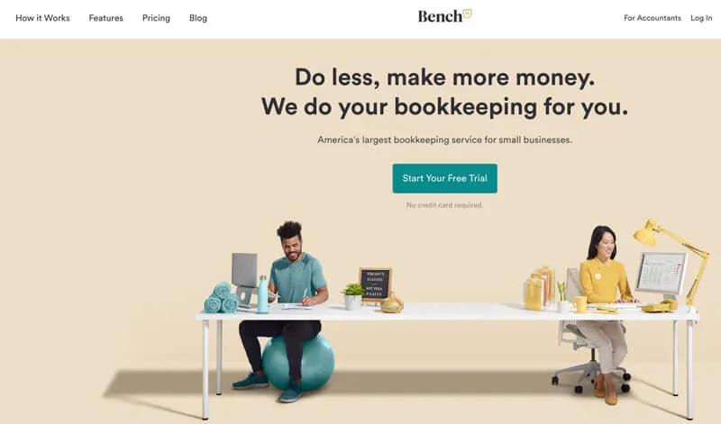 Screenshot of Bench's homepage