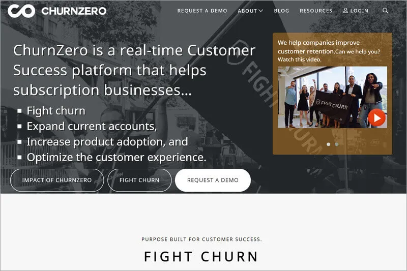 screenshot of one of ChurnZero's web pages