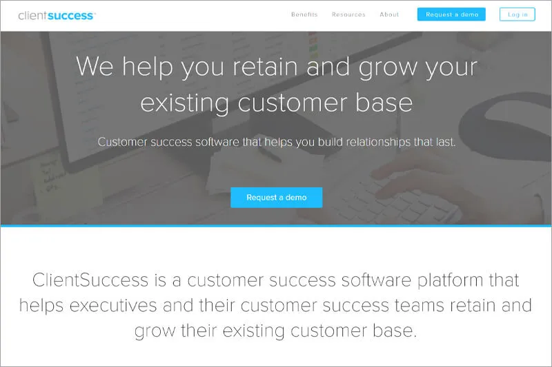 screenshot of one of clientsuccess' web pages