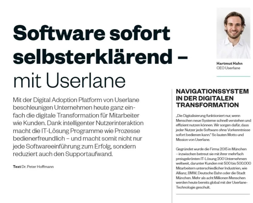 Snippet of Userlane's article in the Frankfurter Allgemeine Zeitung