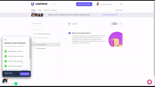 userlane gif showing how to create a page segment