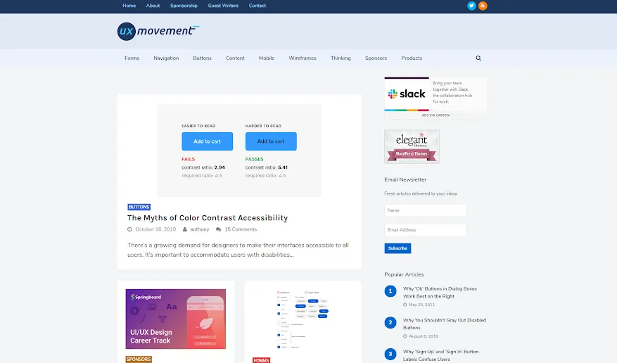 screenshot of ux movement blog