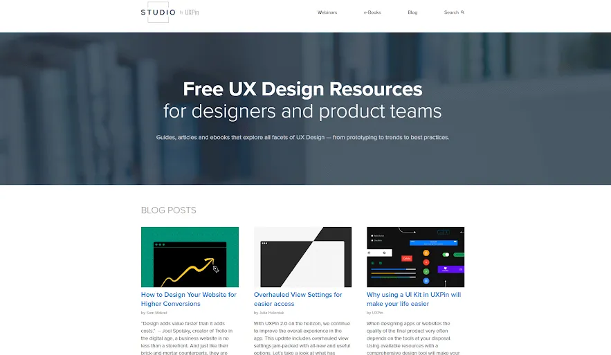 screenshot of ux pin blog