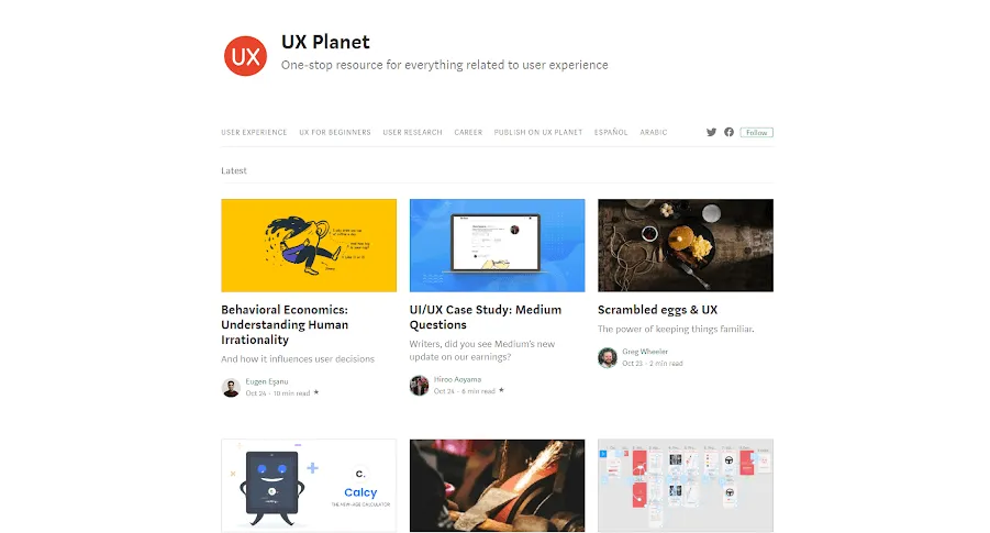 screenshot of ux planet blog