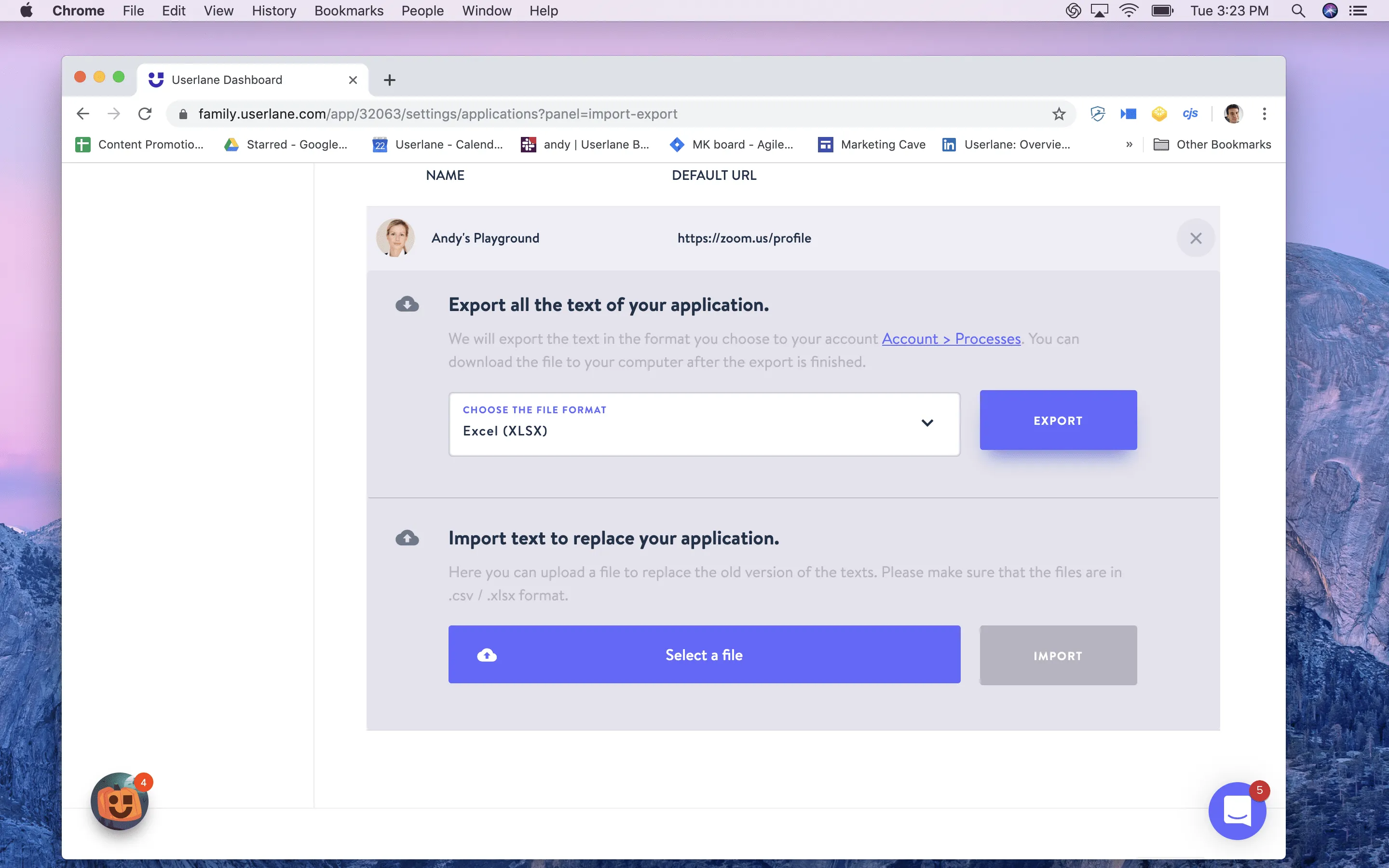 screenshot language offline management with Userlane