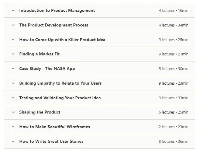 online product management course outline of the complete project management course on udemy