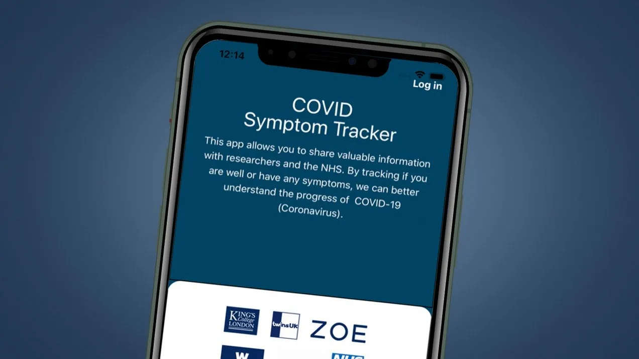 covid symptom tracker app on smartphone