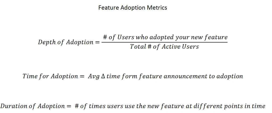 Formula to calculate feature adoption metrics