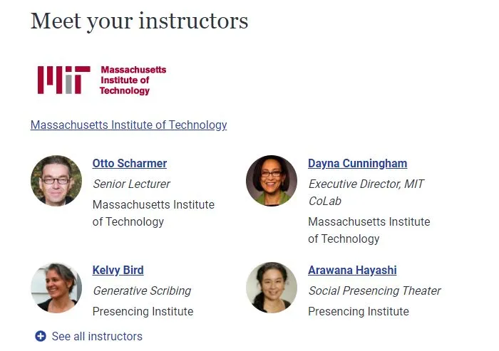MIT instructors of the u.lab: leading from the emerging future online product management course offered on edX