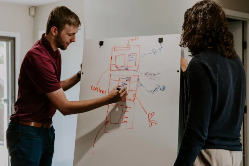 man drawing on flipchart