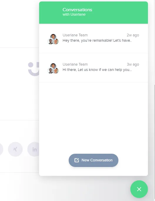 Userlane conversation on intercom