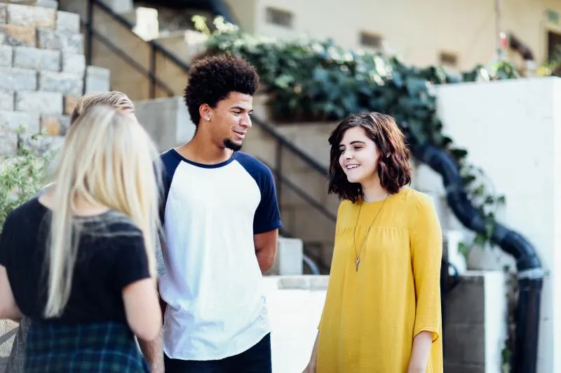 Group of millenials hanging out