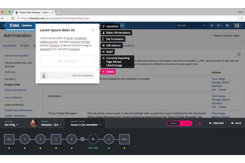 Userlane discovery journeys in Jira