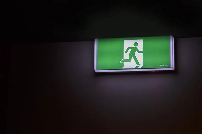 exit sign on a wall