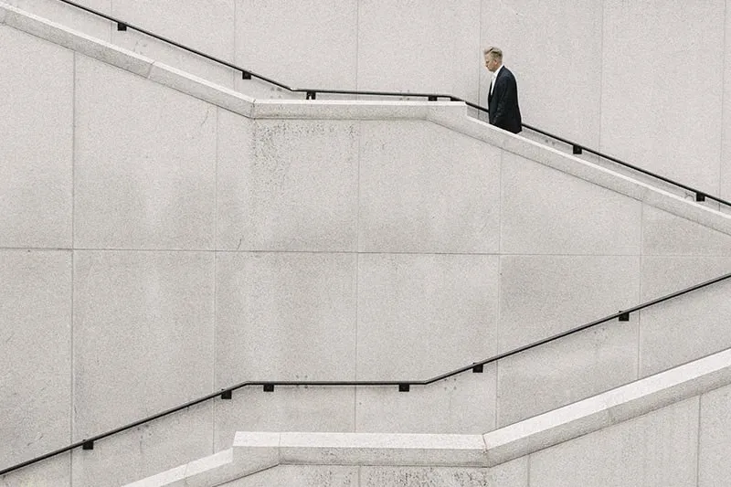 a man walking on the stairs