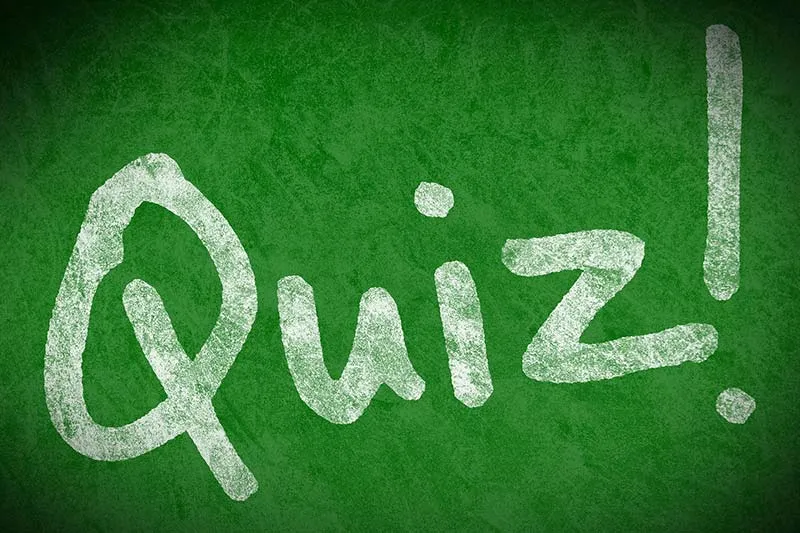 word 'quiz' written on a green background