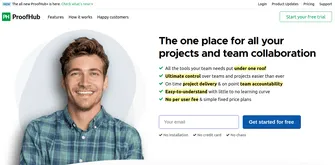 home page of proofhub, a project management tool