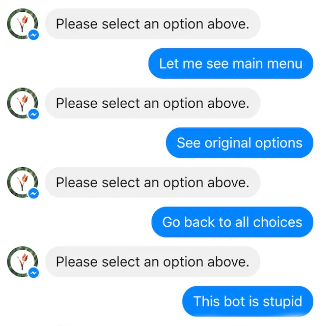 screenshot of messenger chat