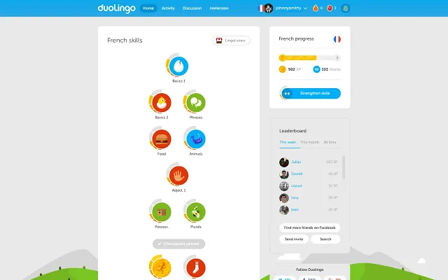 duolingo dashboard