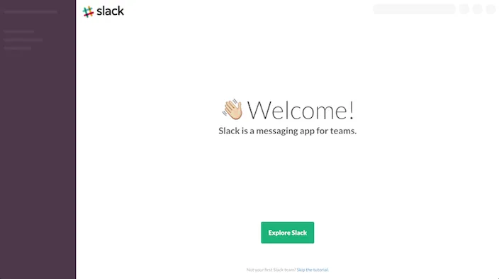 slack welcome screen and onboarding